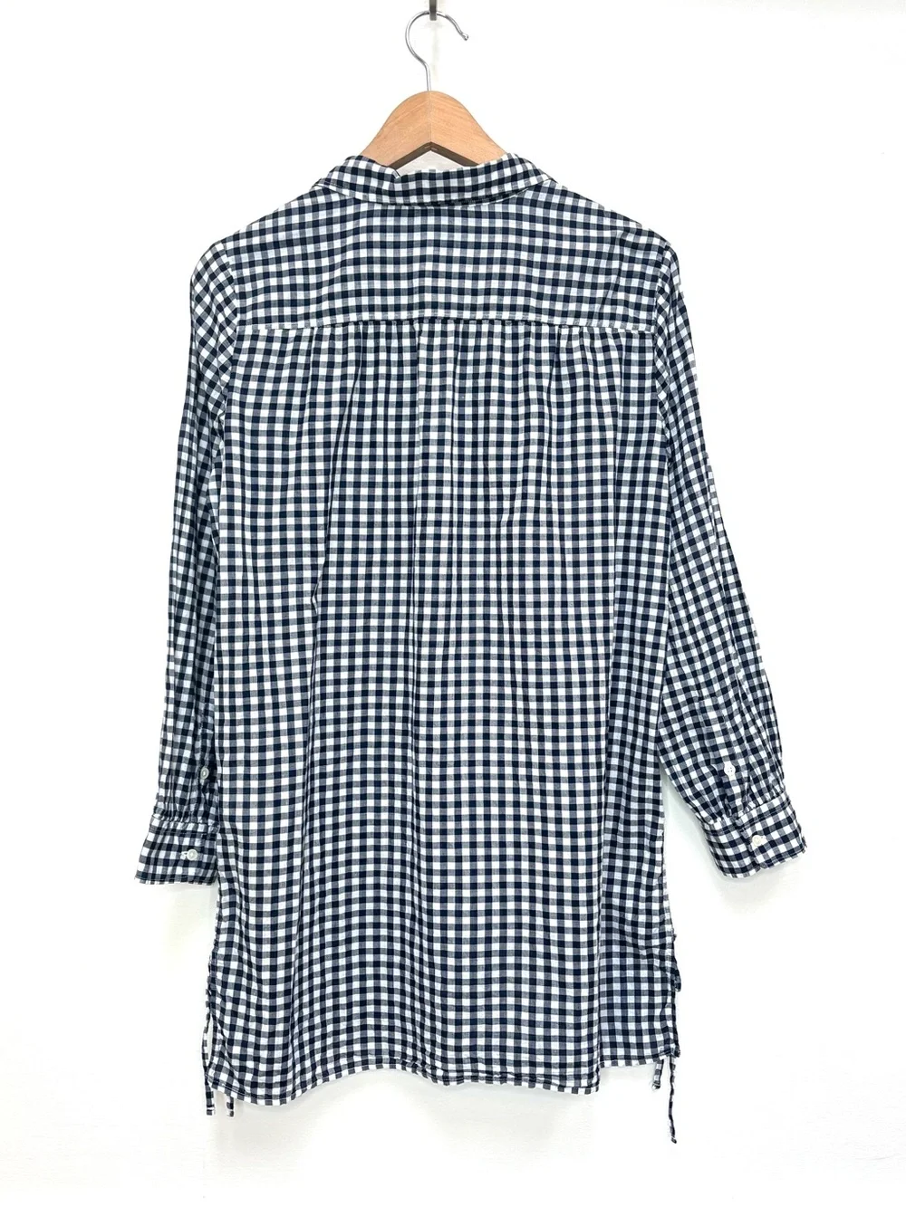 J. Crew Cotton Voile Tunic Swim Coverup in Gingham Size XS Beach Navy White